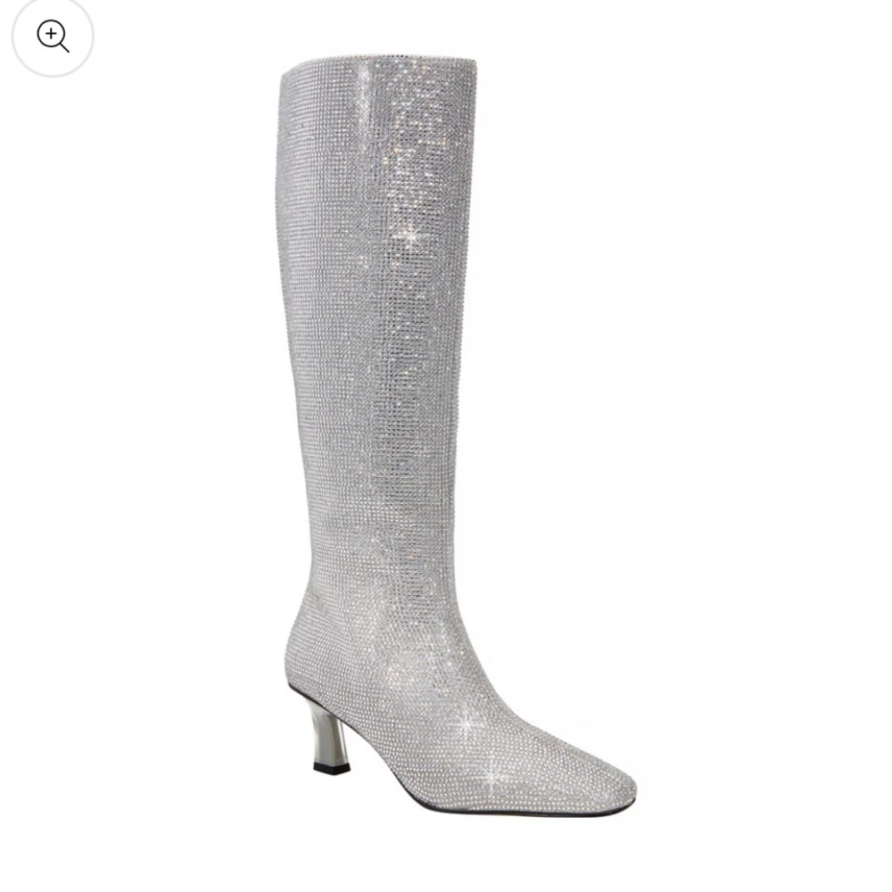 NWOT Katy Perry Zaharrah Crystal Rhinestone Square Toe Knee Heeled Boots Size 6